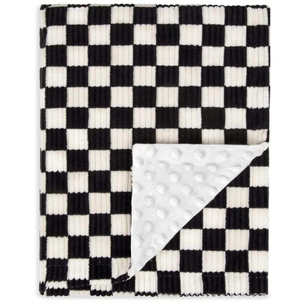 BEILIMU Baby Blanket for Boys Comfy Durable Corduroy Toddler Blanket with Double Layer Dotted Backing Checkerboard Grid Chessboard Gingham Warmer Bed Blankets for Newborn Infants Black, 30x40 Inches BEILIMU Baby Blanket for Boys Comfy Durable Corduroy Toddler Blanket with Double Layer Dotted Backing Checkerboard Grid Chessboard Gingham Warmer Bed Blankets for Newborn Infants Black, 30x40 Inches