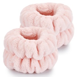 Dorbetar Wrist Bands for Washing Face, Microfiber Wrist Towels for Washing Face, Spa Wristbands for Washing Face, Face Wash Wristbands, Arm Bands for Washing Face for Woman ChildrenPale Pink