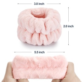 Dorbetar Wrist Bands for Washing Face, Microfiber Wrist Towels for Washing Face, Spa Wristbands for Washing Face, Face Wash Wristbands, Arm Bands for Washing Face for Woman ChildrenPale Pink