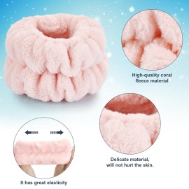 Dorbetar Wrist Bands for Washing Face, Microfiber Wrist Towels for Washing Face, Spa Wristbands for Washing Face, Face Wash Wristbands, Arm Bands for Washing Face for Woman ChildrenPale Pink