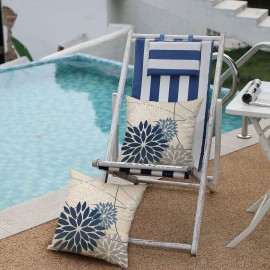 Blue and Gray Floral Pillow Covers 18x18 Set of 2 Outdoor Waterproof White Colored Decorative Throw Pillows Summer Pillowcase Polyester Cushion Case Decor for Couch Patio Funiture Garden Porch 01B18