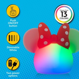Disney Minnie Mouse Squishy Light, Color Changing, Night Light for Kids, USB Lamp, Battery Operated, Dimmable, Ideal for Bedroom, Playroom, Living Room, and More, 66945 Disney Minnie Mouse Squishy Light, Color Changing, Night Light for Kids, USB Lamp, Battery Operated, Dimmable, Ideal for Bedroom, Playroom, Living Room, and More, 66945