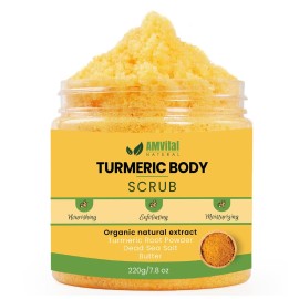 AMVital Turmeric Body Scrub - Handmade Natural Scrub For Body, Face, Hand, and Foot - Natural Skincare Body Scrub For Women - Suitable for All Skin Types (7.8oz) AMVital Turmeric Body Scrub - Handmade Natural Scrub For Body, Face, Hand, and Foot - Natural Skincare Body Scrub For Women - Suitable for All Skin Types (7.8oz)