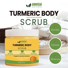 AMVital Turmeric Body Scrub - Handmade Natural Scrub For Body, Face, Hand, and Foot - Natural Skincare Body Scrub For Women - Suitable for All Skin Types (7.8oz) AMVital Turmeric Body Scrub - Handmade Natural Scrub For Body, Face, Hand, and Foot - Natural Skincare Body Scrub For Women - Suitable for All Skin Types (7.8oz)