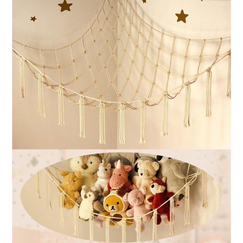 Stuffed Animal Storage Hammock or Net Corner - Large Toy Hammock Net for Stuffed Animals Room Decor - Cute Stuff Animal Organizer Plush Holder - Kids Baby Nursery Essentials Wall Bedroom Home Decor Stuffed Animal Storage Hammock or Net Corner - Large Toy Hammock Net for Stuffed Animals Room Decor - Cute Stuff Animal Organizer Plush Holder - Kids Baby Nursery Essentials Wall Bedroom Home Decor