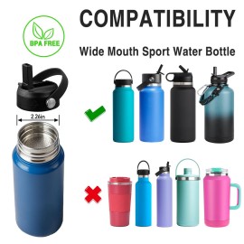 Straw Lid for Hydro Flask, Lids with Straw Compatible with Hydro Flask Wide Mouth 12/18/20/32/40 oz Water Bottles, Leak-Proof Drinking Cap with Replacement Straw, Durable Sport Bottle Lid Accessories Straw Lid for Hydro Flask, Lids with Straw Compatible with Hydro Flask Wide Mouth 12/18/20/32/40 oz Water Bottles, Leak-Proof Drinking Cap with Replacement Straw, Durable Sport Bottle Lid Accessories