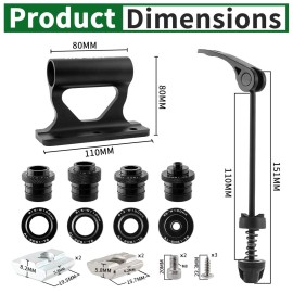 Bike Fork Mount, Upgraded Quick Release Thru Axle Bicycle Fork Rack Block with 4 Adapters for Car Trucks Vans SUV Transport and Storage, Black Bike Fork Mount, Upgraded Quick Release Thru Axle Bicycle Fork Rack Block with 4 Adapters for Car Trucks Vans SUV Transport and Storage, Black