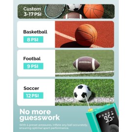 ETENWOLF Electric Ball Pump Inflation & Deflation 2-17 PSI, Basketball Pump with Precise Pressure Gauge, Rechargeable Air Pump for Balls, Soccer Ball Air Pump ETENWOLF Electric Ball Pump Inflation & Deflation 2-17 PSI, Basketball Pump with Precise Pressure Gauge, Rechargeable Air Pump for Balls, Soccer Ball Air Pump