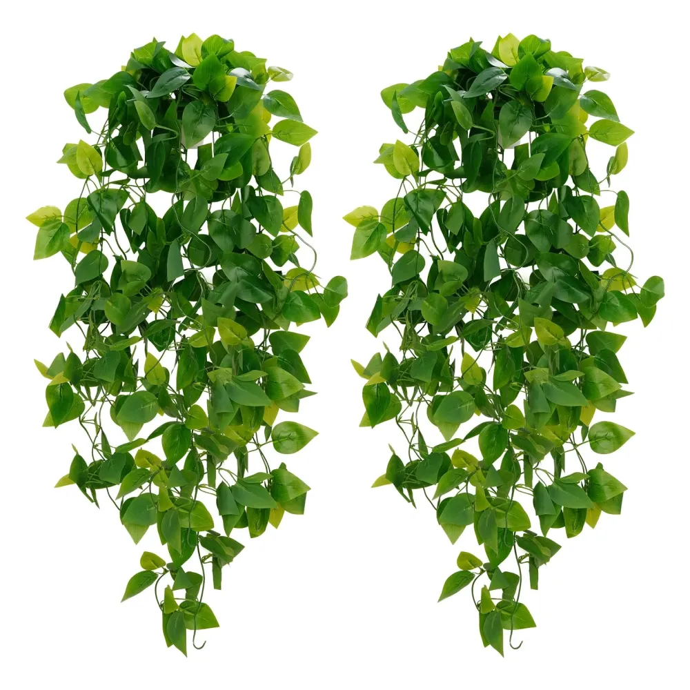 BLEUM CADE Fake Hanging Plants, 2pcs Artificial Hanging Plant, Faux Pothos Vines Hanging Plant Greenery for Wall Home Living Room Indoor Outdoor Decor (No Baskets) BLEUM CADE Fake Hanging Plants, 2pcs Artificial Hanging Plant, Faux Pothos Vines Hanging Plant Greenery for Wall Home Living Room Indoor Outdoor Decor (No Baskets)