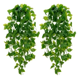 BLEUM CADE Fake Hanging Plants, 2pcs Artificial Hanging Plant, Faux Pothos Vines Hanging Plant Greenery for Wall Home Living Room Indoor Outdoor Decor (No Baskets) BLEUM CADE Fake Hanging Plants, 2pcs Artificial Hanging Plant, Faux Pothos Vines Hanging Plant Greenery for Wall Home Living Room Indoor Outdoor Decor (No Baskets)