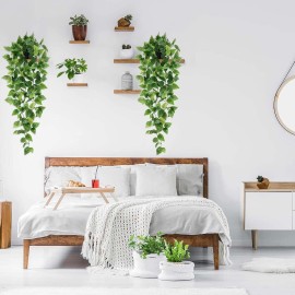 BLEUM CADE Fake Hanging Plants, 2pcs Artificial Hanging Plant, Faux Pothos Vines Hanging Plant Greenery for Wall Home Living Room Indoor Outdoor Decor (No Baskets) BLEUM CADE Fake Hanging Plants, 2pcs Artificial Hanging Plant, Faux Pothos Vines Hanging Plant Greenery for Wall Home Living Room Indoor Outdoor Decor (No Baskets)