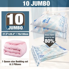 HIBAG Vacuum Storage Bags, 10 Jumbo Space Saver Vacuum Seal Bags, Space Bags, Vacuum Sealer Bags for Clothes, Comforters, Blankets, Bedding (10J) HIBAG Vacuum Storage Bags, 10 Jumbo Space Saver Vacuum Seal Bags, Space Bags, Vacuum Sealer Bags for Clothes, Comforters, Blankets, Bedding (10J)