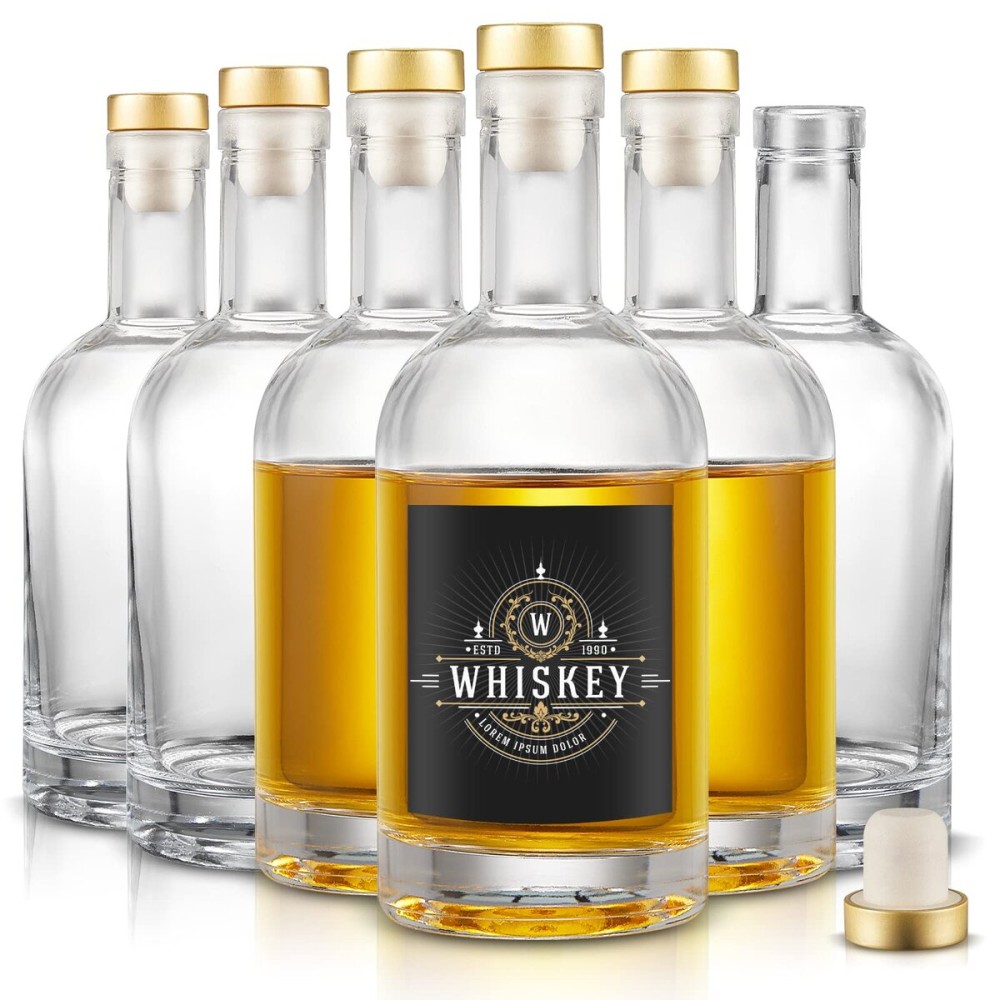 Mfacoy Set of 6 Glass Bottles, 12 oz Clear Liquor Bottles, Heavy Base Glass Bottle with T-Top Cap, Vodka Bottle for Wine Beverages Drinks Oil Vinegar Kombucha Beer with Cork Stopper Airtight Lid Mfacoy Set of 6 Glass Bottles, 12 oz Clear Liquor Bottles, Heavy Base Glass Bottle with T-Top Cap, Vodka Bottle for Wine Beverages Drinks Oil Vinegar Kombucha Beer with Cork Stopper Airtight Lid