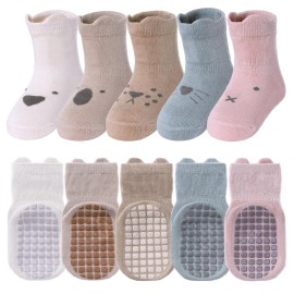 TRUEHAN 5 Pairs Toddler Non Slip Socks with Grips Baby Socks for Kids Girls Boys 5 Pairs Animal A1-3 years TRUEHAN 5 Pairs Toddler Non Slip Socks with Grips Baby Socks for Kids Girls Boys 5 Pairs Animal A1-3 years