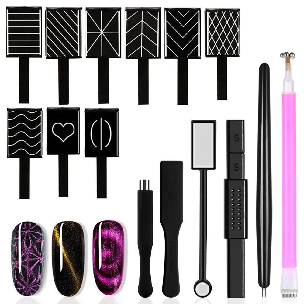 SILPECWEE 15Pcs Nail Magnet Set Cat Eye Gel Nail Polish Magnet Wand Magnetic Nail Polish Cat Eye Magnet for Nails Cat Eye Magnets Sticks Nail Design Tools Nail Art SILPECWEE 15Pcs Nail Magnet Set Cat Eye Gel Nail Polish Magnet Wand Magnetic Nail Polish Cat Eye Magnet for Nails Cat Eye Magnets Sticks Nail Design Tools Nail Art
