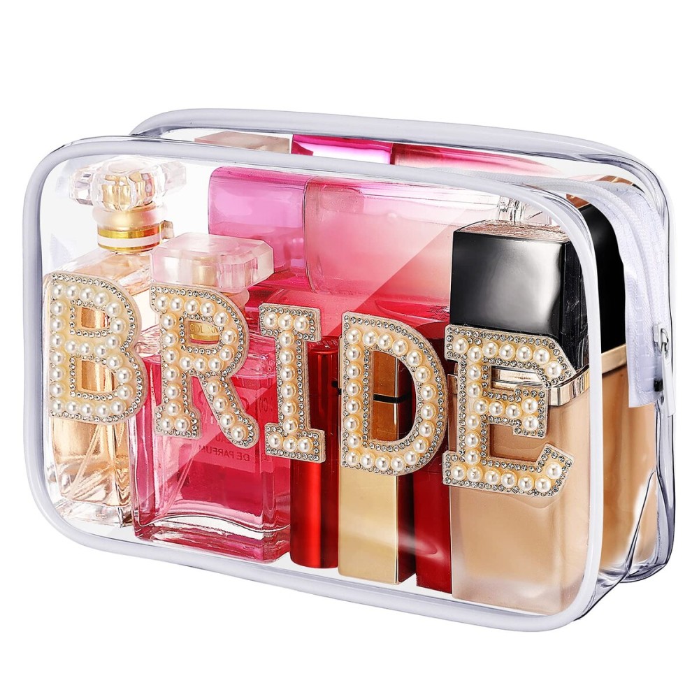 LEIFIDE Bride Bag Clear Makeup Bag Bride Gift Cosmetic Bag Mrs Pearl Bags Bride Toiletry Bag Wifey Makeup Pouch Rhinestone Letter PVC Cosmetics Bag Travel Case Bride Purse Portable Bag(BRIDE Style) LEIFIDE Bride Bag Clear Makeup Bag Bride Gift Cosmetic Bag Mrs Pearl Bags Bride Toiletry Bag Wifey Makeup Pouch Rhinestone Letter PVC Cosmetics Bag Travel Case Bride Purse Portable Bag(BRIDE Style)