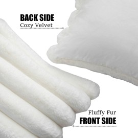 Neelvin Cream White Faux Fur Cozy Soft Striped Decorative Throw Pillow Covers 18x18 inch Set of 2,Velvet Pillowcase Cushion Case for Sofa Couch Neelvin Cream White Faux Fur Cozy Soft Striped Decorative Throw Pillow Covers 18x18 inch Set of 2,Velvet Pillowcase Cushion Case for Sofa Couch