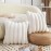 Neelvin Cream White Faux Fur Cozy Soft Striped Decorative Throw Pillow Covers 18x18 inch Set of 2,Velvet Pillowcase Cushion Case for Sofa Couch