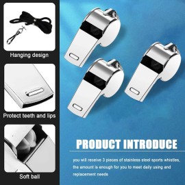 Tiankohelan 3 Pcs Whistle,Stainless Steel Sports Whistle with Lanyard for Coaches Referees Emergency Outdoor Sports Tiankohelan 3 Pcs Whistle,Stainless Steel Sports Whistle with Lanyard for Coaches Referees Emergency Outdoor Sports