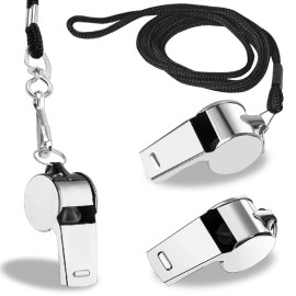 Tiankohelan 3 Pcs Whistle,Stainless Steel Sports Whistle with Lanyard for Coaches Referees Emergency Outdoor Sports Tiankohelan 3 Pcs Whistle,Stainless Steel Sports Whistle with Lanyard for Coaches Referees Emergency Outdoor Sports