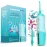 AquaSonic Kids\' Water Flosser for Ages 6+ | Standard Nozzle, Orthodontic Nozzle & Waterproof Stickers | 4 Flossing Modes | Aquarium Adventures Theme (Blue)