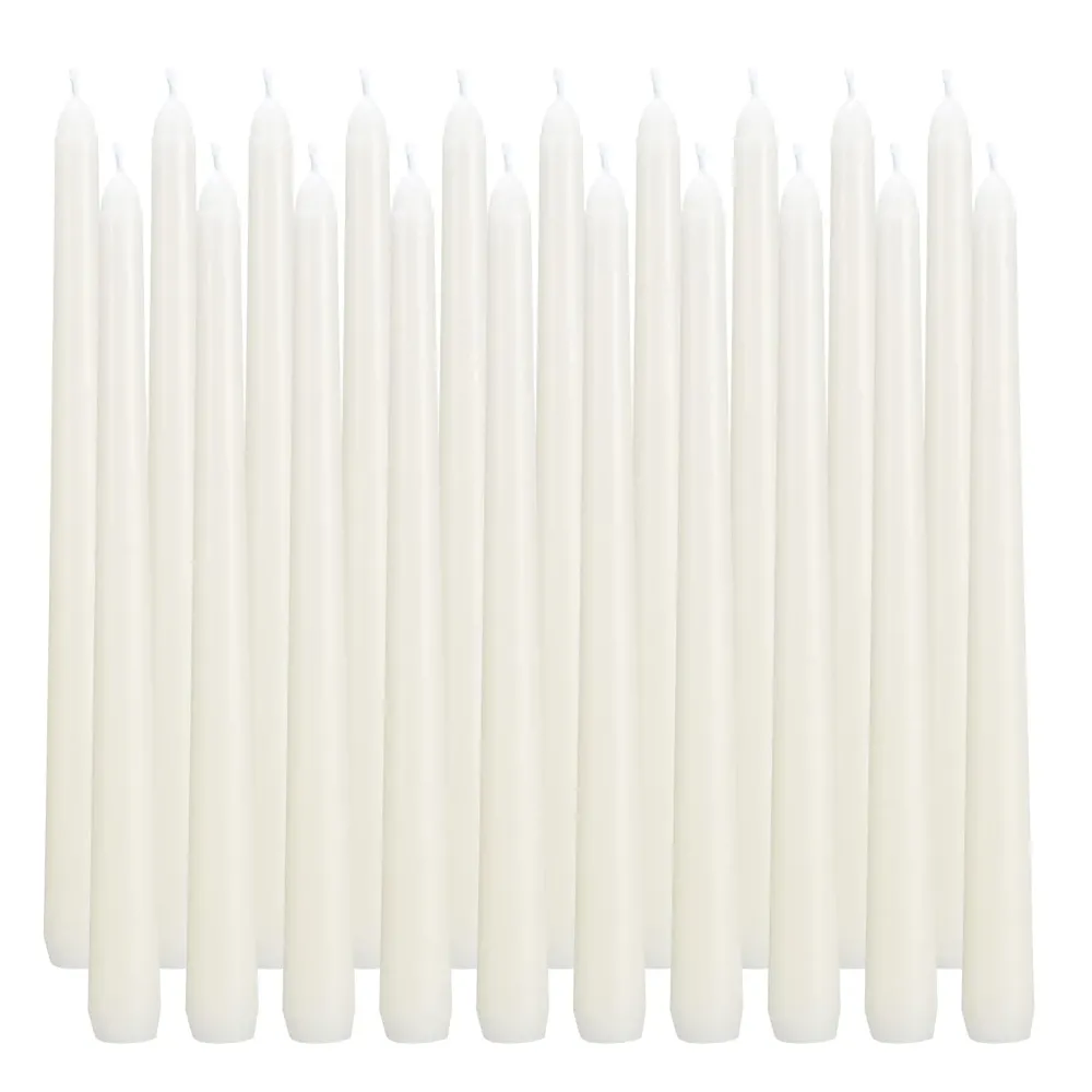 flamecan Ivory Taper Candles, Set of 20 Unscented and Smokeless 10 Inch Taper Candles Long Burning, Paraffin Wax with Cotton Wicks for Burning Approxinately 7-8 Hours Time