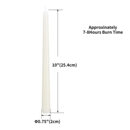 flamecan Ivory Taper Candles, Set of 20 Unscented and Smokeless 10 Inch Taper Candles Long Burning, Paraffin Wax with Cotton Wicks for Burning Approxinately 7-8 Hours Time