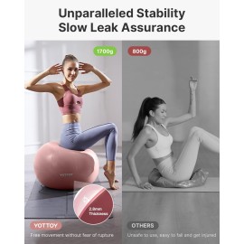 YOTTOY Exercise Ball for Pregnancy,Anti-Burst Yoga Ball for Physical Therapy,Stability Ball for Ball Chair Fitness with Pump (Pink) YOTTOY Exercise Ball for Pregnancy,Anti-Burst Yoga Ball for Physical Therapy,Stability Ball for Ball Chair Fitness with Pump (Pink)