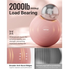YOTTOY Exercise Ball for Pregnancy,Anti-Burst Yoga Ball for Physical Therapy,Stability Ball for Ball Chair Fitness with Pump (Pink) YOTTOY Exercise Ball for Pregnancy,Anti-Burst Yoga Ball for Physical Therapy,Stability Ball for Ball Chair Fitness with Pump (Pink)