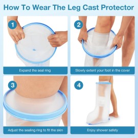 Waterproof Extra Wide Leg Cast Cover for Shower Adults, Extra Large Leg Shower Cover with Non-Slip Bottom, Watertight Foot Protector for Plus Size Adults Surgery Shower Boot Waterproof Extra Wide Leg Cast Cover for Shower Adults, Extra Large Leg Shower Cover with Non-Slip Bottom, Watertight Foot Protector for Plus Size Adults Surgery Shower Boot