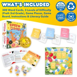 Kangaroo Cravings Learn to Read 300 High-Frequency Sight Words Board Game - Fun Learning Resource & Word Game for Kids Ages 4-9 - Parent & Teacher Must Haves for Preschool, Kindergarten, 1st-3rd Grade Kangaroo Cravings Learn to Read 300 High-Frequency Sight Words Board Game - Fun Learning Resource & Word Game for Kids Ages 4-9 - Parent & Teacher Must Haves for Preschool, Kindergarten, 1st-3rd Grade