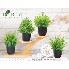 Der Rose Fake Plants 4 Packs Artificial Plants Small Faux Plants Black Bathroom Accessories for Bathroom Home Office Desk Decor Indoor Der Rose Fake Plants 4 Packs Artificial Plants Small Faux Plants Black Bathroom Accessories for Bathroom Home Office Desk Decor Indoor