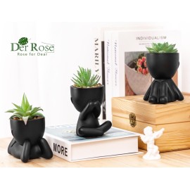 Der Rose 3pcs Fake Succulents Plants Artificial for Black Bathroom Bedroom Home Room Decor Aesthetic Indoor Der Rose 3pcs Fake Succulents Plants Artificial for Black Bathroom Bedroom Home Room Decor Aesthetic Indoor