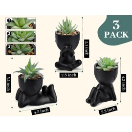 Der Rose 3pcs Fake Succulents Plants Artificial for Black Bathroom Bedroom Home Room Decor Aesthetic Indoor Der Rose 3pcs Fake Succulents Plants Artificial for Black Bathroom Bedroom Home Room Decor Aesthetic Indoor