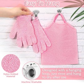 Anezus Exfoliating Shower Bath Gloves Back Scrubber Set for Body, Face, Shower, Bath, Scrub and Exfoliator (Pink) Anezus Exfoliating Shower Bath Gloves Back Scrubber Set for Body, Face, Shower, Bath, Scrub and Exfoliator (Pink)