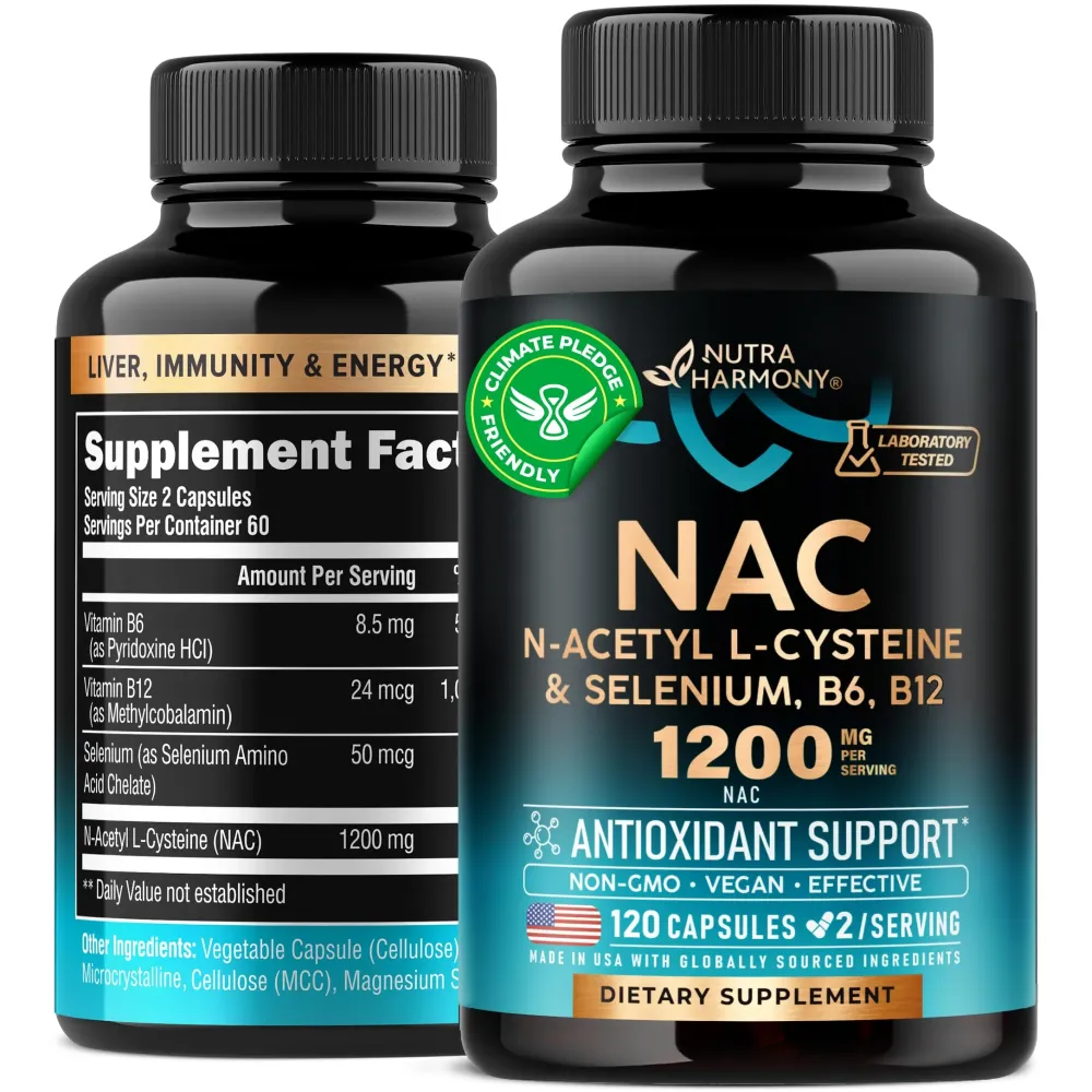 NAC Supplement | Selenium | B6 | B12 - Antioxidant, Immune Support - N Acetyl Cysteine 600 mg per Capsule, 1200 mg per Serving - Made in USA - Non-GMO, Gluten-Free, Vegan - 120 caps, 2 Month Supply NAC Supplement | Selenium | B6 | B12 - Antioxidant, Immune Support - N Acetyl Cysteine 600 mg per Capsule, 1200 mg per Serving - Made in USA - Non-GMO, Gluten-Free, Vegan - 120 caps, 2 Month Supply