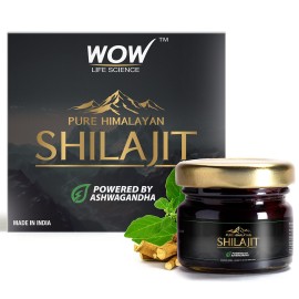 WOW Life Science Pure Himalayan Shilajit/Shilajeet Resin Powered by Ashwagandha - 20g | Guaranteed 75%+ Fulvic Acid | Enhance Strength, Stamina & Immunity | Contains Lab Certificate