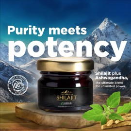WOW Life Science Pure Himalayan Shilajit/Shilajeet Resin Powered by Ashwagandha - 20g | Guaranteed 75%+ Fulvic Acid | Enhance Strength, Stamina & Immunity | Contains Lab Certificate