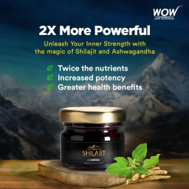 WOW Life Science Pure Himalayan Shilajit/Shilajeet Resin Powered by Ashwagandha - 20g | Guaranteed 75%+ Fulvic Acid | Enhance Strength, Stamina & Immunity | Contains Lab Certificate