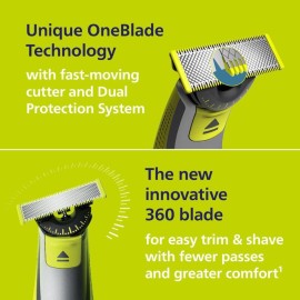 Philips Norelco OneBlade 360 Hybrid Face + Body, Electric Beard Trimmer, Shaver and Body Groomer, with 360 Blade Technology, 1x 360 Blade for Face, 5in1 Adjustable Comb, 1x Body Kit, Model QP2834/70 Philips Norelco OneBlade 360 Hybrid Face + Body, Electric Beard Trimmer, Shaver and Body Groomer, with 360 Blade Technology, 1x 360 Blade for Face, 5in1 Adjustable Comb, 1x Body Kit, Model QP2834/70