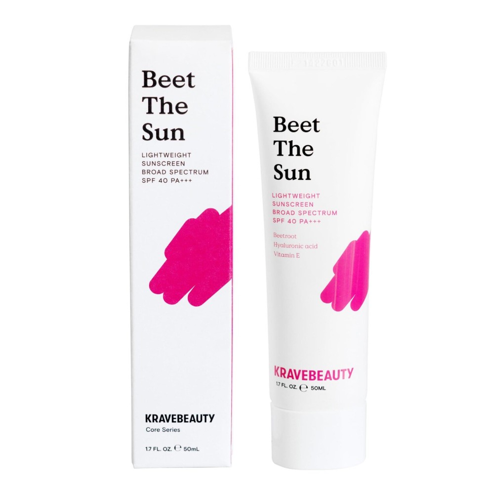 KraveBeauty Beet The Sun SPF 40 PA+++ Broad Spectrum Sunscreen, Daily Non-Greasy Chemical SPF, No White Cast or Pilling, For All Skin Types, Vegan & Cruelty Free, 1.7 fl oz KraveBeauty Beet The Sun SPF 40 PA+++ Broad Spectrum Sunscreen, Daily Non-Greasy Chemical SPF, No White Cast or Pilling, For All Skin Types, Vegan & Cruelty Free, 1.7 fl oz