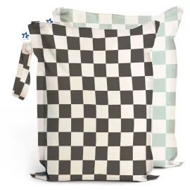 Tiny Twinkle Mess-proof Waterproof Wet Dry Bag | 2 Pack Reusable for Swimsuits, Gym & Baby Clothes | Leakproof Wet Clothes Bag, Beach Travel Essentials (Black, Green Checkers) Tiny Twinkle Mess-proof Waterproof Wet Dry Bag | 2 Pack Reusable for Swimsuits, Gym & Baby Clothes | Leakproof Wet Clothes Bag, Beach Travel Essentials (Black, Green Checkers)