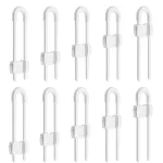 (10 pack white) 4 button Cabinet Locks, U-Shaped Proofing Drawers Safety Child Locks Adjustable, for Wardrobe,Kitchen,Bathroom,Drawer,Fridge,Cupboard Doors Knobs & Handles