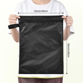 2 Pack Swimsuit & Towel Wet Dry Sack - 12 x 16 inch Waterproof Clothes Bag with Handle & Zippered Oxford Cloth - Black