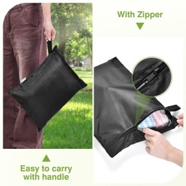 2 Pack Swimsuit & Towel Wet Dry Sack - 12 x 16 inch Waterproof Clothes Bag with Handle & Zippered Oxford Cloth - Black