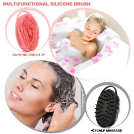 2 Pack Silicone Body Scrubber, Loofah Double-Sided Body Brush,Shower Scrubber and Scalp Massager Shampoo Brush for Sensitive Kids Women Men All Kinds of Skin (Black & Pink) 2 Pack Silicone Body Scrubber, Loofah Double-Sided Body Brush,Shower Scrubber and Scalp Massager Shampoo Brush for Sensitive Kids Women Men All Kinds of Skin (Black & Pink)