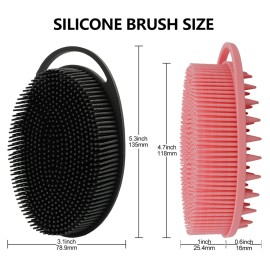 2 Pack Silicone Body Scrubber, Loofah Double-Sided Body Brush,Shower Scrubber and Scalp Massager Shampoo Brush for Sensitive Kids Women Men All Kinds of Skin (Black & Pink) 2 Pack Silicone Body Scrubber, Loofah Double-Sided Body Brush,Shower Scrubber and Scalp Massager Shampoo Brush for Sensitive Kids Women Men All Kinds of Skin (Black & Pink)