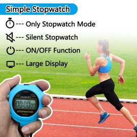 MUSHPORT Stopwatch Timer Only Stopwatch Mode, ON/Off Silent Simple Operation, Without Clock Date Countdown, Digital Stop Watch for Sports Kids Coaches Swimming Running, Blue MUSHPORT Stopwatch Timer Only Stopwatch Mode, ON/Off Silent Simple Operation, Without Clock Date Countdown, Digital Stop Watch for Sports Kids Coaches Swimming Running, Blue