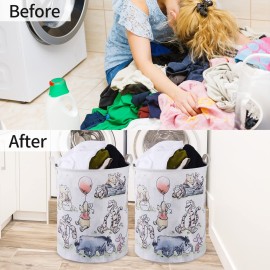 Bear Storage Basket,Nursery Large Hamper Canvas Laundry Basket Foldable With Waterproof Pe Coating,For Kids Boys And Girls, Bathroom, Bedroom, Clothes,Toy Bin