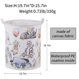 Bear Storage Basket,Nursery Large Hamper Canvas Laundry Basket Foldable With Waterproof Pe Coating,For Kids Boys And Girls, Bathroom, Bedroom, Clothes,Toy Bin